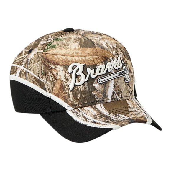 New Era Atlanta Braves Realtree Camo Hat 9FORTY A-Frame Snapback Cap - Picture 2 of 5